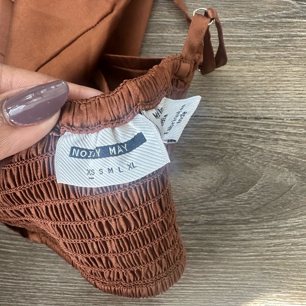 Noisy May Brown Satin Spaghetti Strap Crop Top - Picture 8 of 8